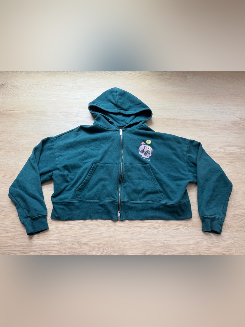 Empyre Zuri Ponderosa Pine Crop Zip Hoodie Size M Green